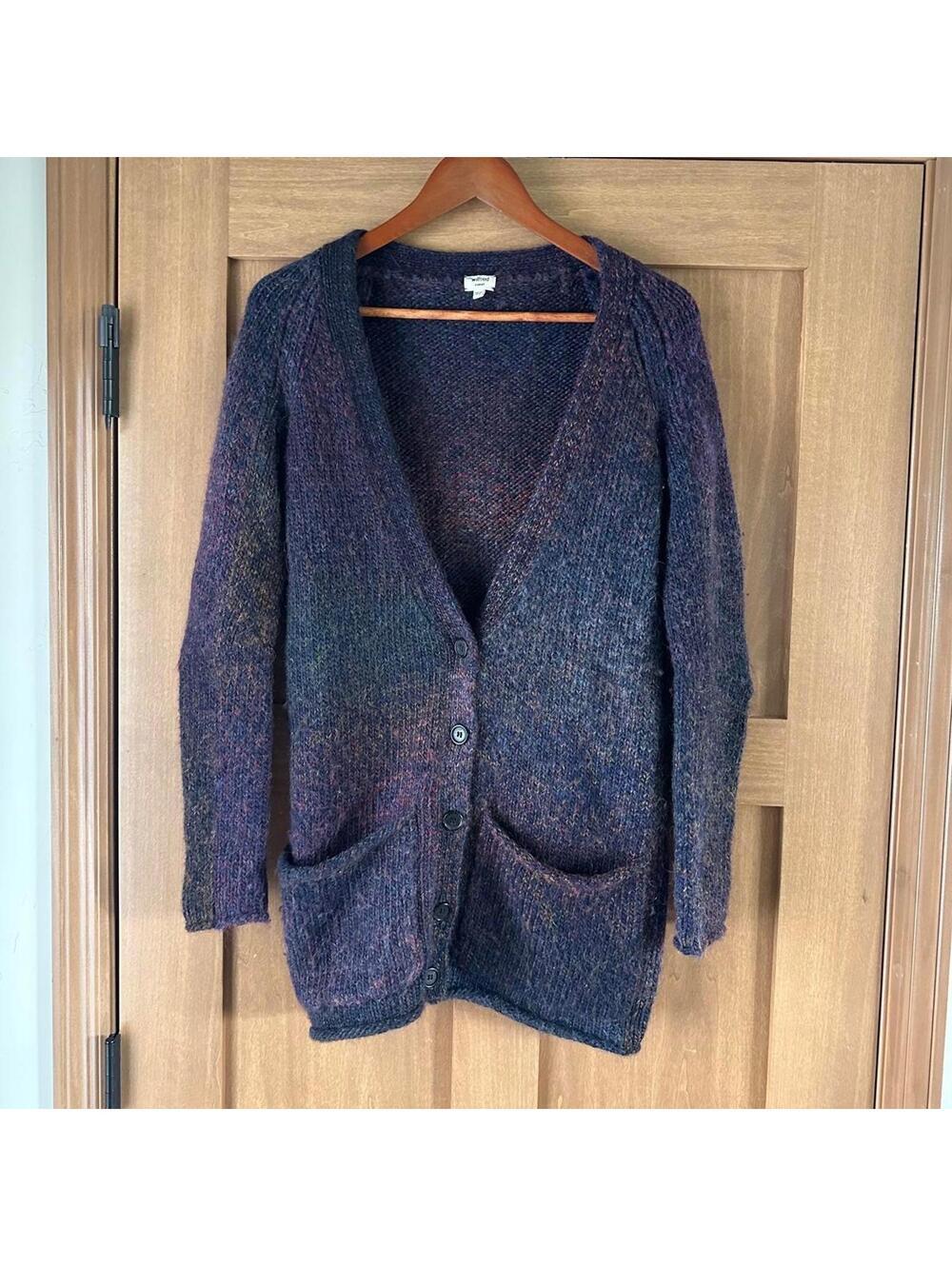Aritzia Wilfred Wool & Alpaca Blend Purple Ombré Button Cardigan Sweater Size XS